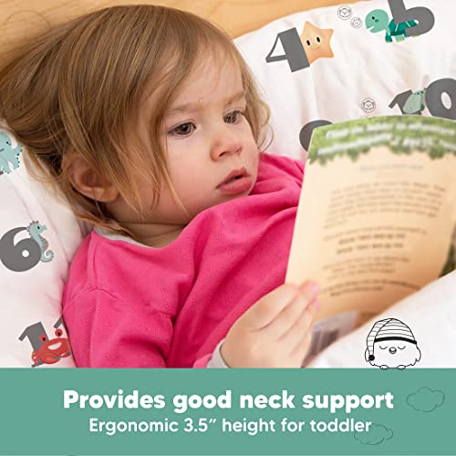 Image of Toddler Pillow with Pillowcase, 13x18 My Little Dreamy Pillow (Kea123) | Kids Travel Bed Pillow for Sleep, Organic Cotton Small Pillowcase, Soft, Breathable, Machine Washable, Toddlers 2-5 years old