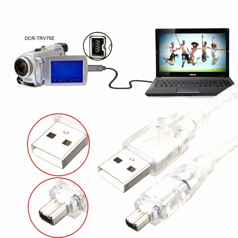 Cable adaptador USB macho a Firewire IEEE 1394 de 4 pines iLink macho para DCR-TRV75E DV 1 m USB Firewire Cable