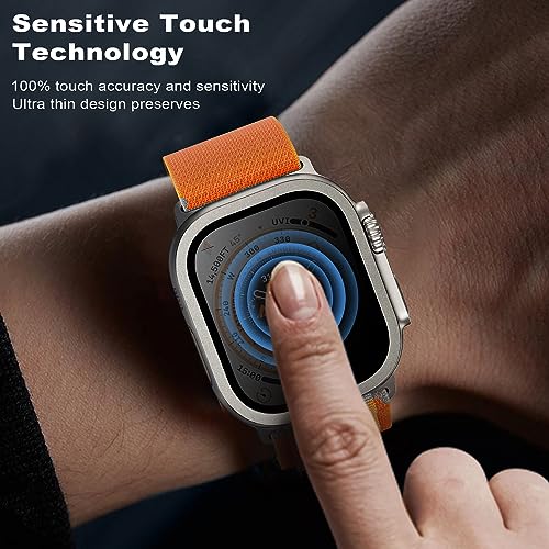 Image of WSKEN for Apple Watch Ultra 3 / Ultra 2 Screen Protector 49mm, [26 Degree Privacy] Titanium Alloy Frame + 9H Tempered Glass, [Touch Sensitive] Lightweight Protective Glass Film for iwatch Ultra 2 Pack