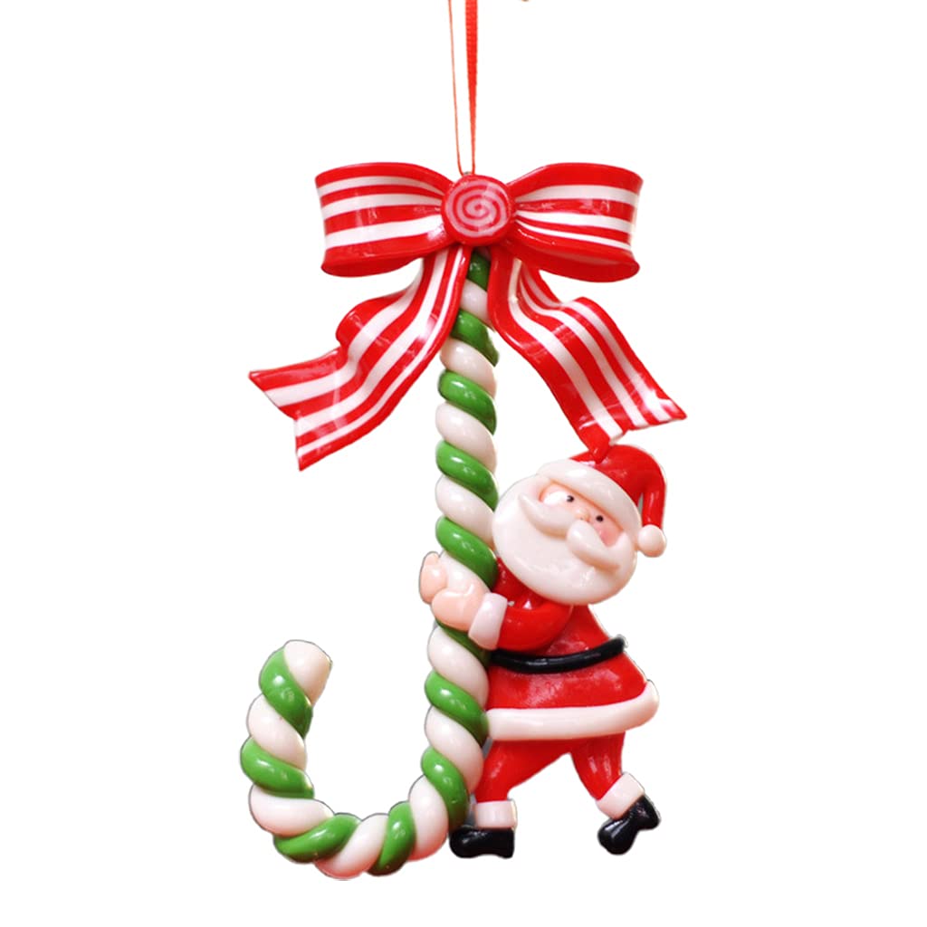 Christmas Tree Pendant Candy Cane Christmas Lollipop Ornaments Snowman Elk Candy Rattan Pendant For Tree Canes Decorations