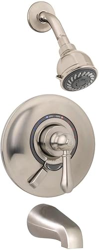 Symmons S7602STNRP Sistema de bañeraducha Allura con control de volumen integral secundario, níquel satinado