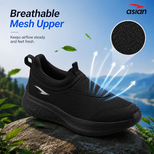 Image of ASIAN Wonderwalk-31 Men's Walking Shoes | Slip-On Daily Walk Trainer with Breathable Knit Mesh, Memory Foam Comfort & Lightweight Design
