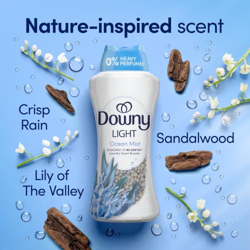 Image of Downy Light Laundry Scent Booster Beads,Ocean Mist Scent,24 OZ,In-Wash Fabric Beads Designed To Be Gentle With A Light Boost Of-Scent,No Heavy Perfumes,(Pack of 2)