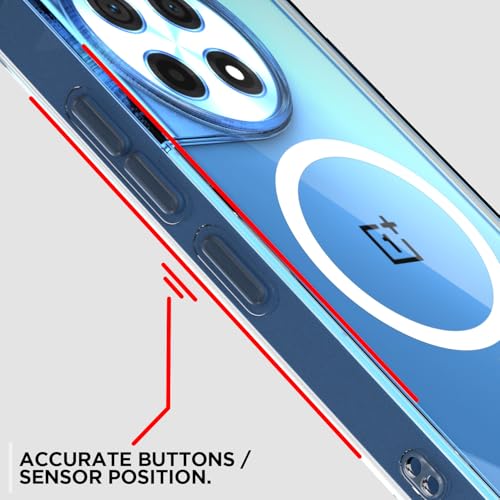 Image of Outlouders Back Cover for OnePlus 12R 5G Mag-Safe Transparent PC + TPU Bumper Case with Magnetic Support Shockproof Protection (Transparent Mag-Safe)