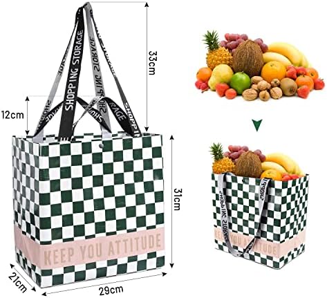 NymphFable 3 Pack Reusable Shopping Bags Waterproof Grocery Bags Collapsible Tote Bags for Picnics, Laundry, House Storage