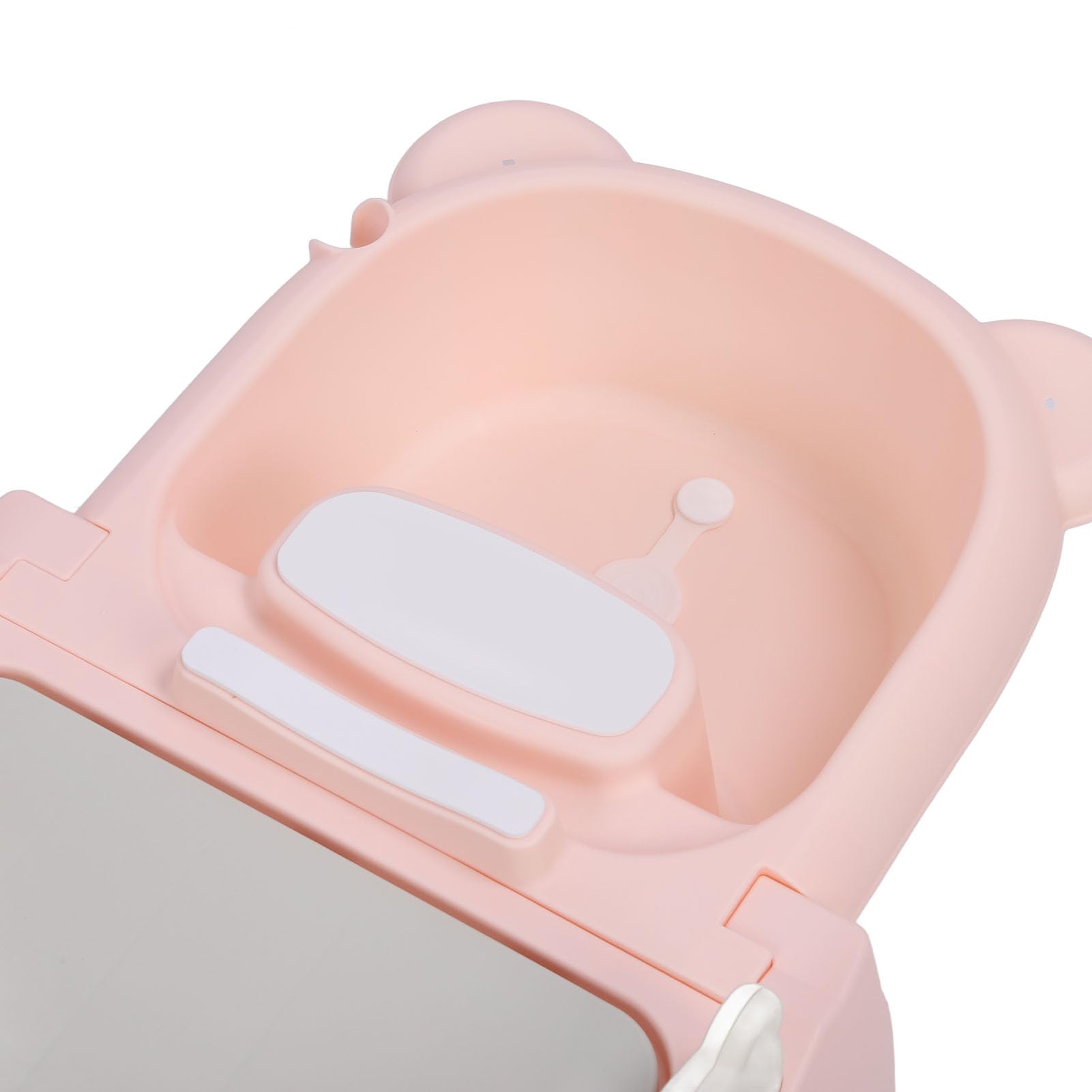 Kleinkind Shampoo Stuhl, stabile Kunststoff skalierbar Liegebrett Kinder Shampoo Stuhl Anti-Rutsch-Fuß-Pad abnehmbaren Becken Kleinkind Haarwäsche Stuhl mit Handläufen (PINK)