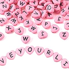 Pink Heart Letter Beads