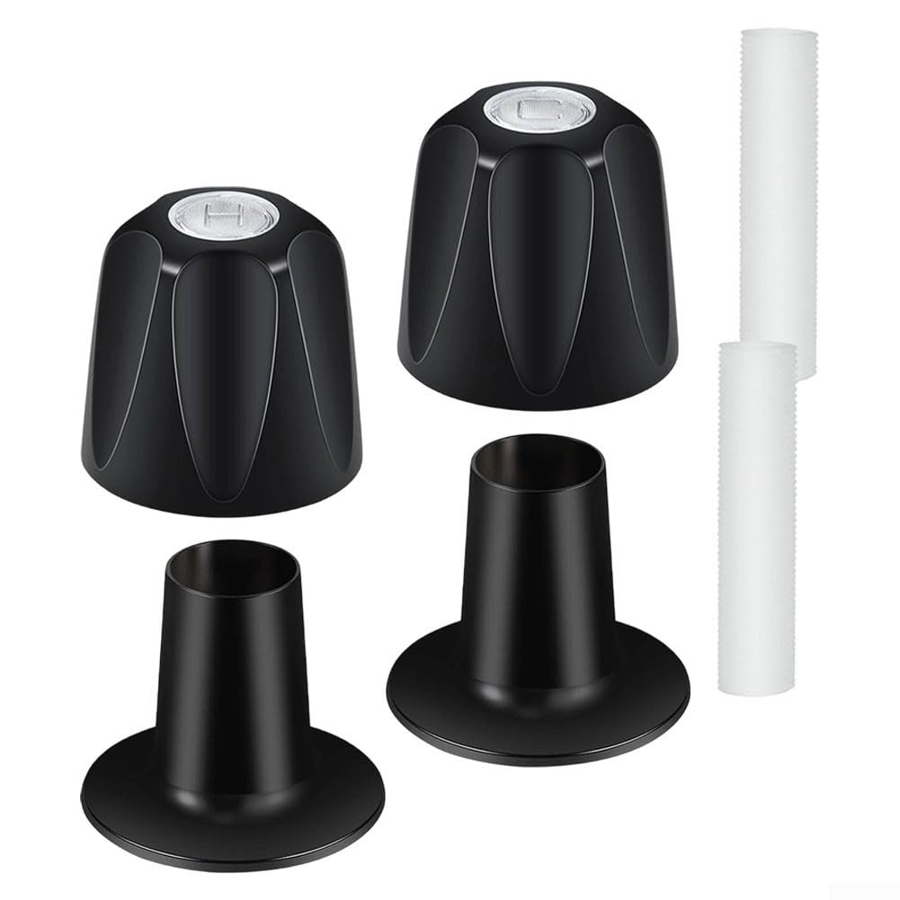 Mango para grifo Baño Negro Mate Repuesto Aleación Zinc 12 Dientes 9.5mm Válvula Bola Kit 2 Piezas