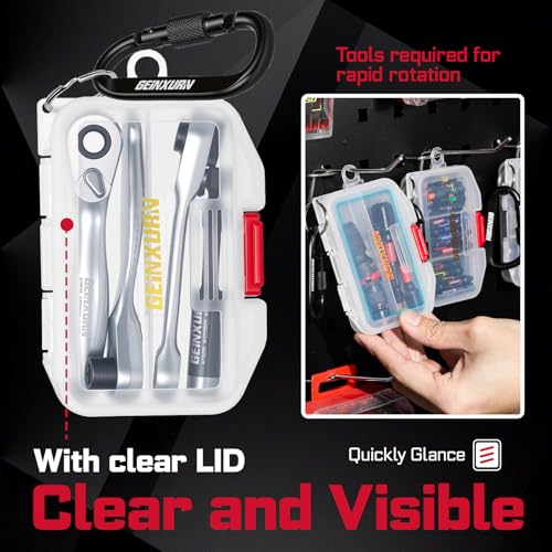 Image of Geinxurn 53pieces Impact Magnetic S2 Steel Screwdriver Bits Set, with Mini Wrench, Bit Holder, Square Drive and Impact Socket Adapter with Storage Box for Repair&DIY