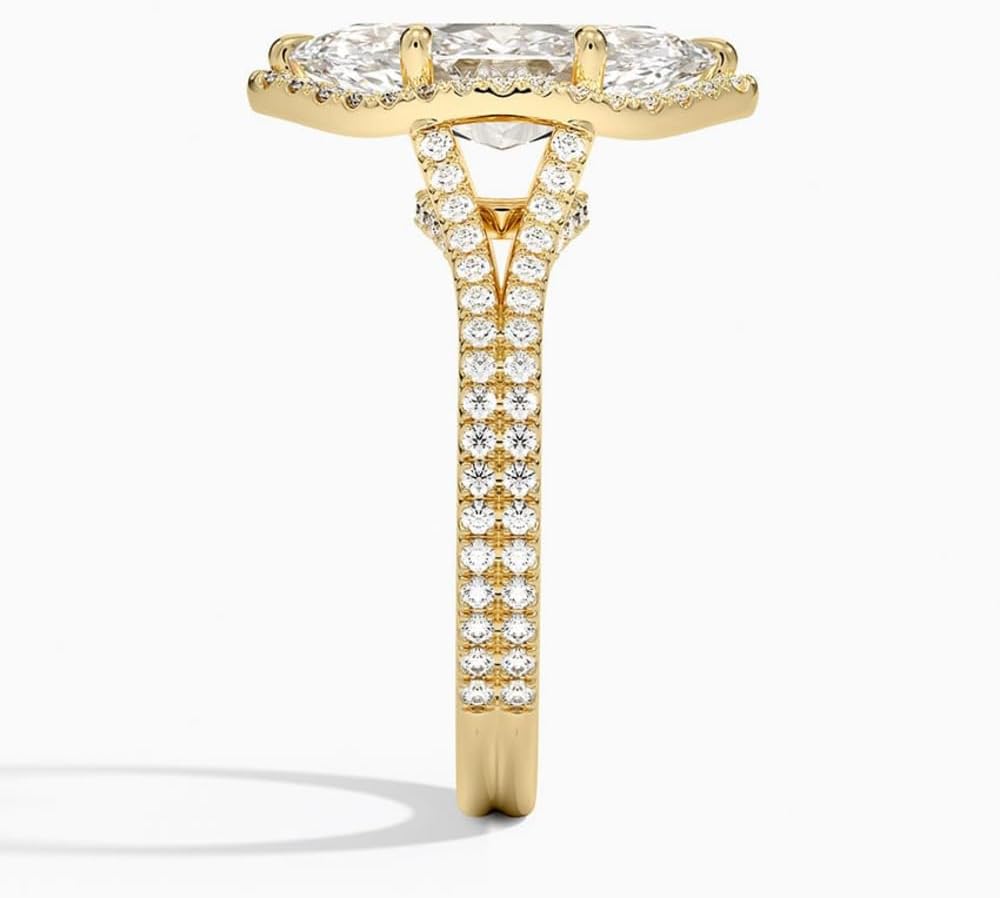 2.5 Carat IGI Certified Lab Grown Diamond Ring 10K 14K 18K Gold Split Shank Halo Lab Grown Diamond Engagement Ring Gift For Her (E Color, VVS2/VS1 Clarity)