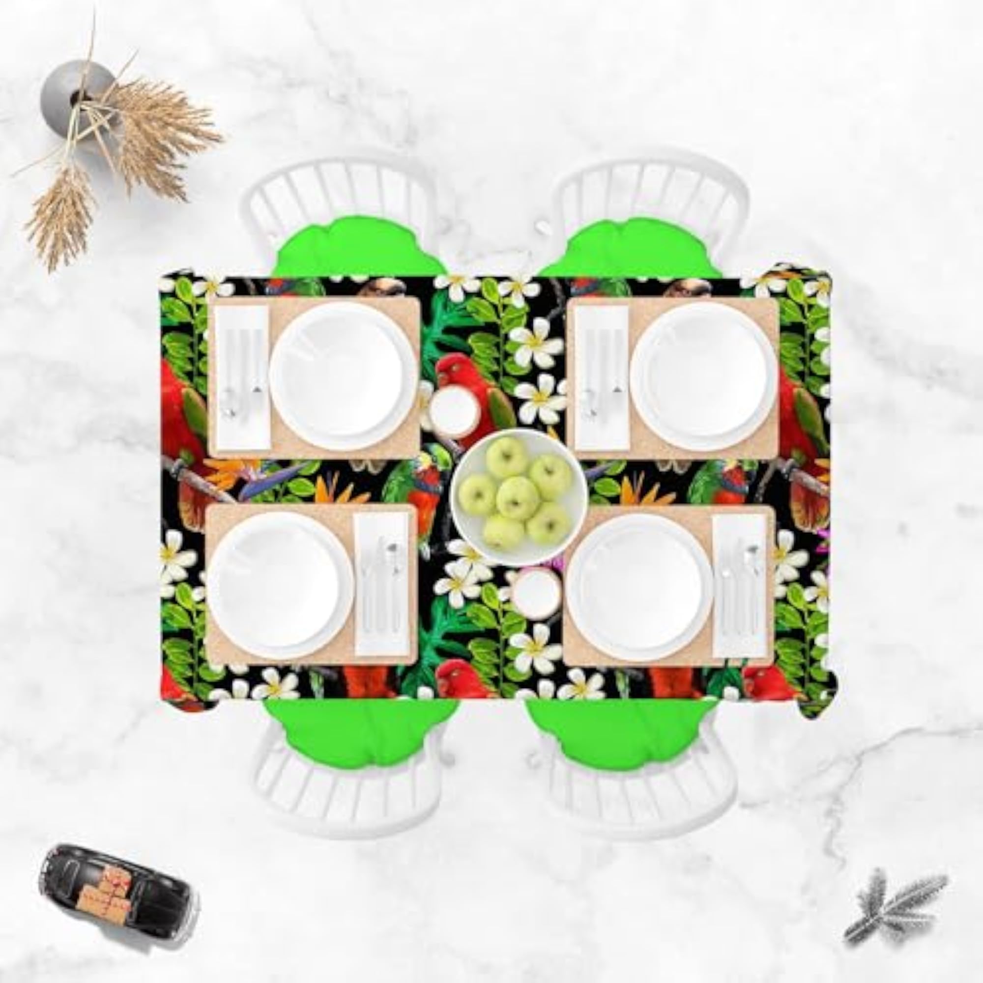 Exotic Birds & Beautiful Flowers Table Cloth Cover for Dining