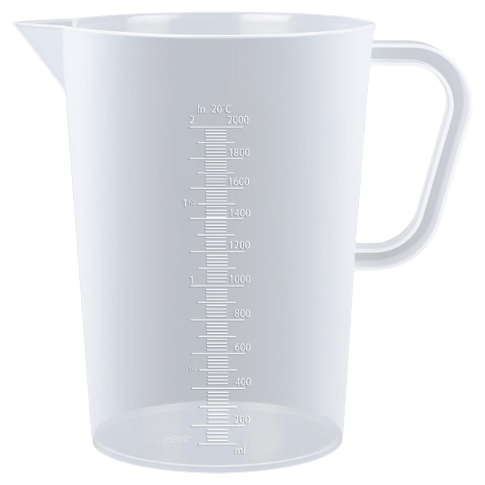 Yruioon Measuring Jug Large Plastic Measuring Cup Graduated Mixing Pitchers with Handle for Kitchen Laboratory White 2000ml