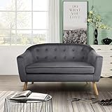 mymai Sofa 2 Sitzer, Samt Kleines Sofa mit Armlehne, Modern Mini Sofa, Kleine Couch für Wohnzimmer/Schlafzimmer/Büro/Wohnung, Einfache Montage, 73 × 129 × 75 cm, Dunkelgrau