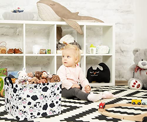Tibaolover Cow Print Basket Nursery Baby Basket Kids Storage Basket Rectangular Cute Toy Storage Bin Organizer Shelf Book Basket Cow Room Decor(Cow) #TOP3