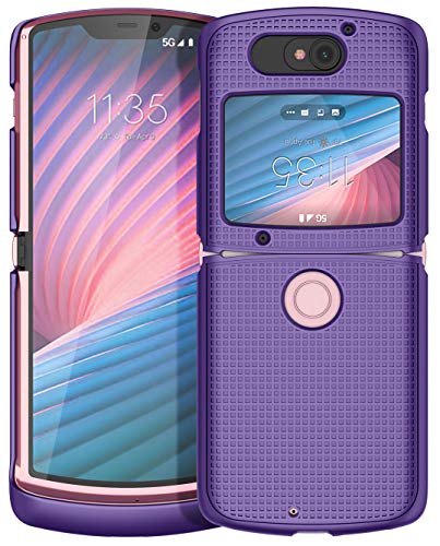 Case For Motorola Razr 5G Flip Phone, Nakedcellphone [Purple] Protective Snap-On Hard Shell Slim Cover [Grid Texture] For Motorola Moto Razr 5G Flip Phone (2020) Xt2071 #TOP1