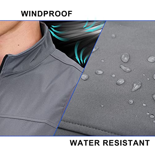 Frtcv Soft Shell Mens Vest Windbreaker – Waterproof Lightweight Zip Up Sleeveless Jacket Coat Outerwear With Zipper Pockets Grey Size L #TOP2