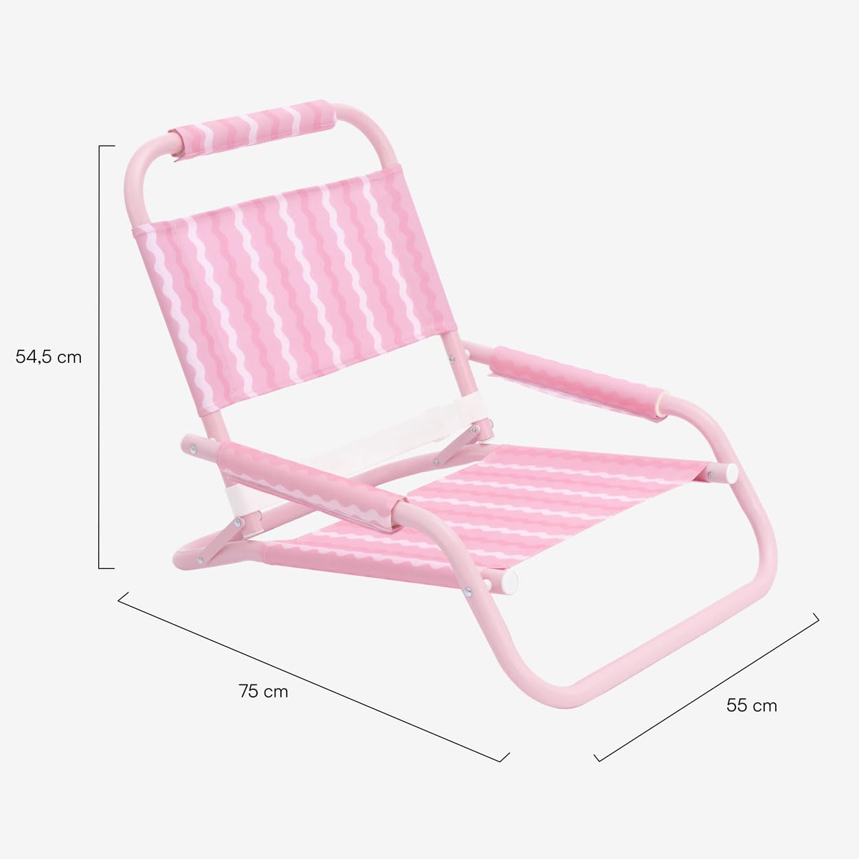 Flamingueo Chaise de Plage Légère - Dossier Pliable - Poignée de Transport - Tissu Polyester et Aluminium - Rose