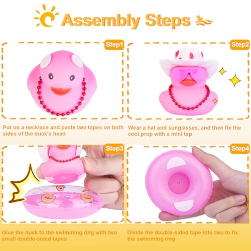 MuMyer Car Rubber Duck Ornaments Colorful Duck Car Dashboard Decorations Accessories with Mini Sunglasses Swim Ring Sun Hat and Color Necklace(CC1)