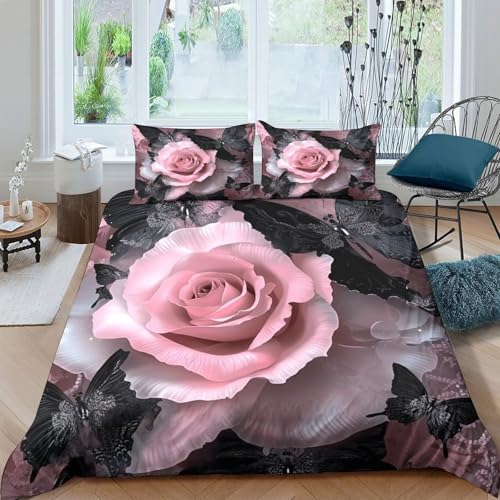 Housse de couette crâne rose zippée anti-acarien pour literie ado douce - 4