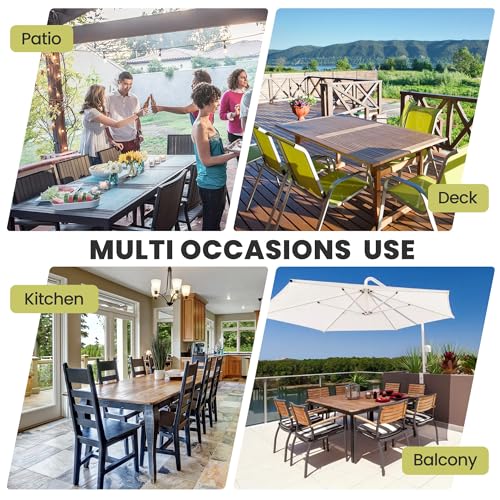 Crestlive Products Stackable Outdoor Dining Chairs Set of 2, All Weather Armless Patio Chairs with Aluminum Frame Woodgrain Seat and Back for Lawn Garden Backyard Deck Porch Yard, Black