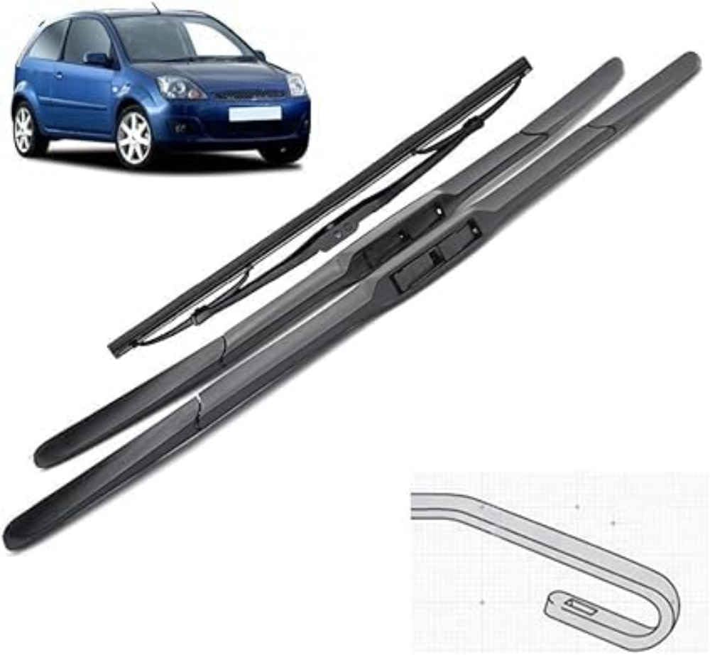 NYSLDSCO Premium Exact Fit Windscreen Wiper Blades for Ford Fiesta 5 Hatchback 2003-2008 Durable Natural Rubber Easy Fit for a Quiet and Streak Free Wipe
