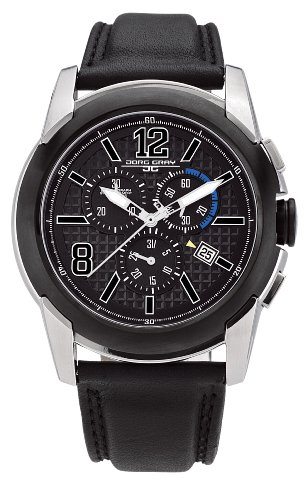 Jorg Gray JG9400-12 - Reloj analógico de caballero de cuarzo con correa de piel negra