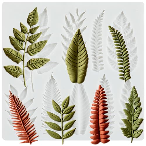 XCYRFMS Leaf Polymer Clay Molds Fern Leaves Vine Leaf Mimosa