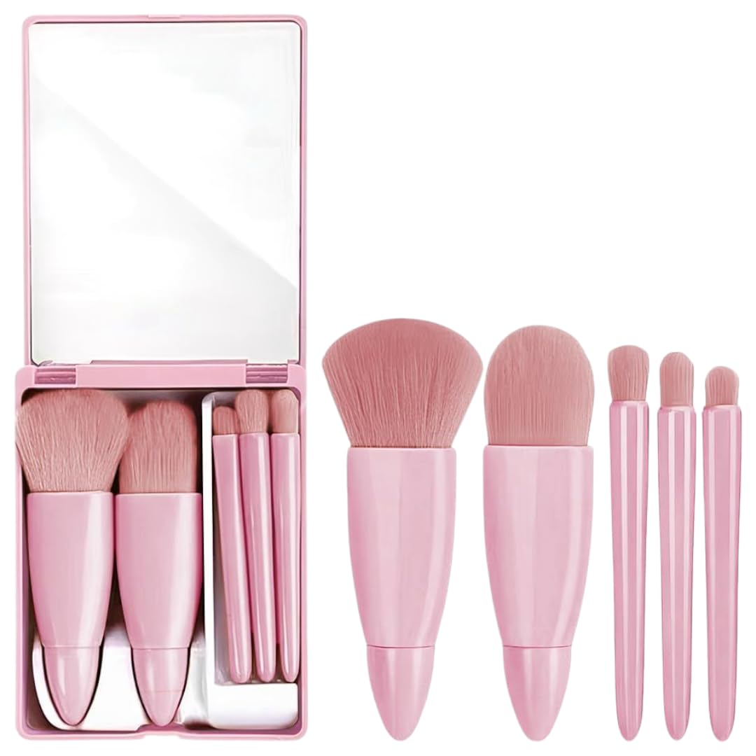 Portable Makeup Brush Set with Storage Case & Mirror | Soft Synthetic Bristles for Foundation, Blush, Eyeshadow & Blending | Travel-Friendly Cosmetic Brush Kit-picture-11