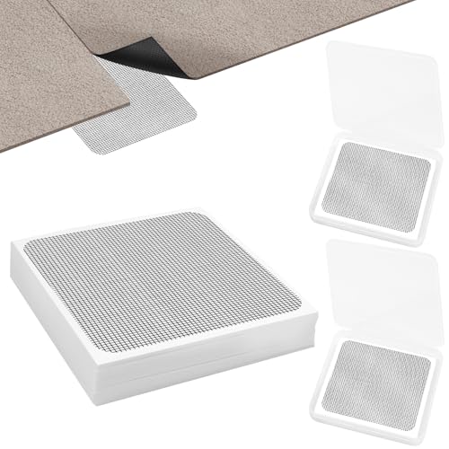 REDPOPO Carpet Tile Tape, 4 x 4 No Residue Carpet Tape for Area Rugs Keeping Corners Flat, Reusable Carpet Adhesive Tape for Hardwood Floors Stair Treads Tile Floors, Floor Protection (50)