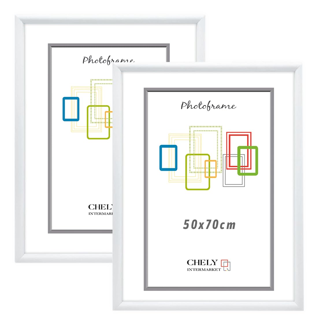 CHELY INTERMARKET Marcos de fotos 50x70cm MOD 316 Blanco Pack 2 unds Cuadro de pared para fotos