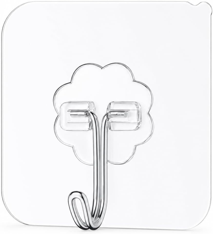 Wall Hooks for Hanging Heavy Duty, Bathroom Kitchen Heavy Duty Self Adhesive Hooks 1 Pack