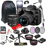 Nikon D7500 DSLR Camera Kit with 18-55mm VR Lens+ 64GB Memory + Back Pack Case + Tripod, Lenses, Fil
