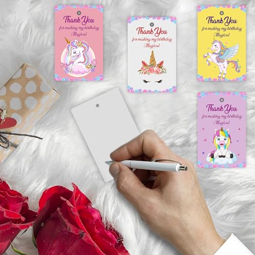 Image of Party Propz Thank You Tags For Return Gift - (20 Pcs) Unicorn Theme Thank You Cards For Return Gifts (Cardstock), Thank You Tags For Return Gift Unicorn with Ribbon (1 Pcs), Birthday Return Gifts