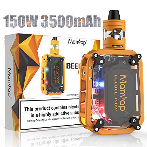 Manvap E Zigarette Starter Set 150W, Elektronische Zigaretten 0,4Ohm/2ml TF Verdampfer, E Shisha Smart Regenbogen LED… – Bild 4