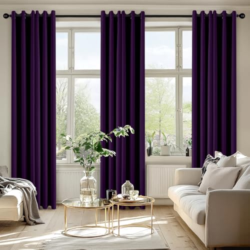 Image of MIULEE Blackout Curtains for Bedroom Living Room 2 Panels, Thermal Insulated Room Darkening Drapes Grommet Noise Reducing Light Blocking Window Treatments 84 Inches Long 40x84 Inch Royal Purple