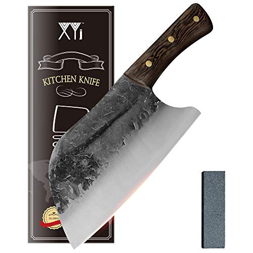 XYJ Chinese Chef Knife 8 Inch Traditional Forged Stainless Steel Kitchen Knives Vegetable Meat Cleaver Butcher Knife With Full Tang Handle
