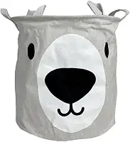 Cesto de Roupa Organizador Brinquedo Infantil Urso 50L Creme