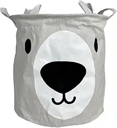 Cesto de Roupa Organizador Brinquedo Infantil Urso 50L Creme