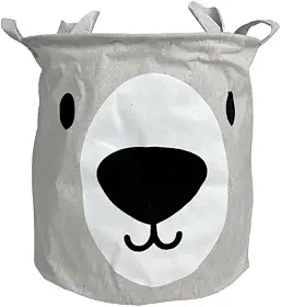 Cesto de Roupa Organizador Brinquedo Infantil Urso 50L Creme
