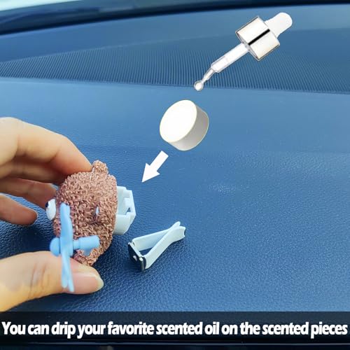 Image of Cute Car Air Freshener Vent Clips, 3D Animal with Mini Fan Diffuser Vent Clip, Air Conditioning Decoration Car Accessories for Women and Men