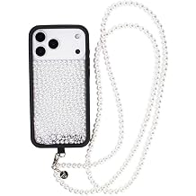 Wildflower Cases - Women Owned Small Business | Pearls Charm Keychain Accessory Purse Bodystrap Trending Silver | Pearl Crossbody - White