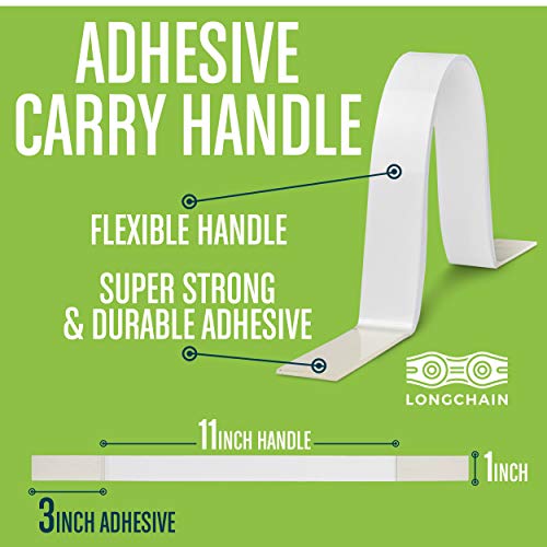 Longchain Adhesive Carry Handle, Adhesive Carrying Handle Strap, Use As Carry Strap For Moving Boxes, Stick On Handle For Carrying Items, 10 Pound Carry Load, 25 Handles Included, Strong Adhesive #TOP4