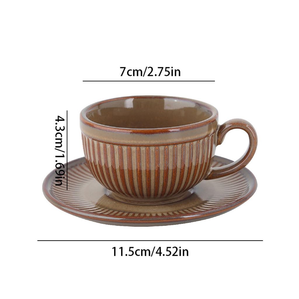 Zestaw filiżanek do herbaty i spodków, kubek retro filiżanka do espresso 100 ml domowy ceramiczny kubek i spodek zestaw biurowy popołudniowa filiżanka do herbaty kubek na wodę (E)