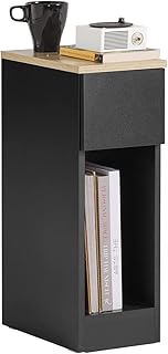 SoBuy Narrow Side Table Small Bedside Coffee Table Nightstand Side Cabinet Sofa Side Table Bedroom Furniture Black FBT111-SCH