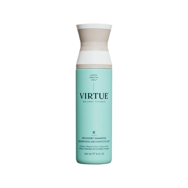 VIRTUE Recovery Sulfate Free Shampoo with Keratin and Baobab Seed Oil for Damaged Hair, Color Safe 8 Fl Oz (Pack of 1)