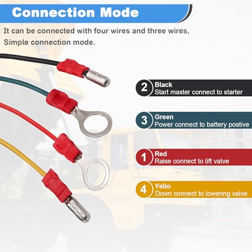 Image of mxuteuk 4 Wire Dump Trailer Remote Control Switch 12V DC Up Down Push Button Switch for Double Acting Hydraulic Pump Lift Winch Dump Bed G018-4W