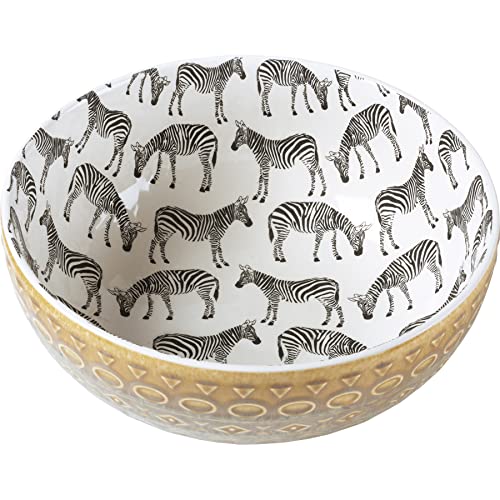 Primitives-by-Kathy-Set-of-3-Printed-Zebra-Design-Stoneware-Serving-Bowls Primitives by Kathy Set of 3 Printed Zebra Design Stoneware Serving Bowls
