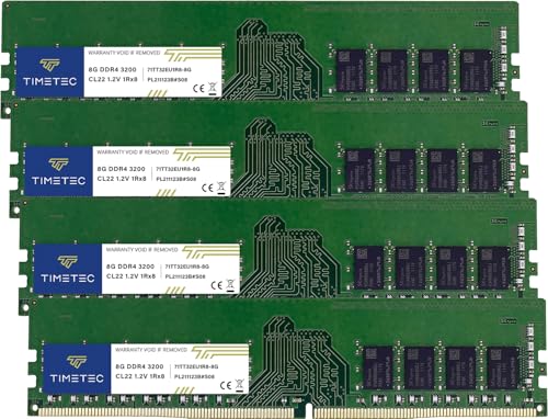 Timetec Hynix Original 32GB KIT (4x8GB) DDR4 3200MHz PC4-25600 Unbuffered ECC 1.2V CL22 1Rx8 Single Rank 288 Pin UDIMM Server Memory RAM Module Upgrade (32GB KIT (4x8GB))