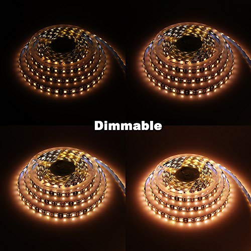 Yunbo Led Strip Light Warm White 3000-3500K, 12V Black Pcb 16.4Ft/5M 300 Units Smd 5050 Flexible Waterproof Ip65 Cuttable Led Tape Light For Home, Kitchen Cabinet, Living Room Lighting Decoration #TOP3
