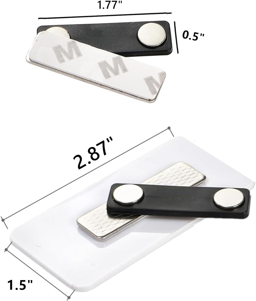 30 Pack Blank Name Tag, Magnetic Name Tags Name Badge, 1.5 x 2.87 Inch Reusable DIY Plastic Name Label Holders with Magnetic Backing for Personalized Shirts School Office - Image 2